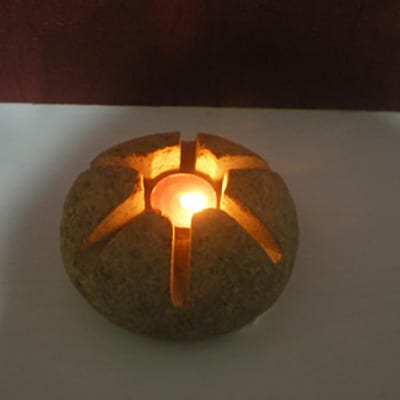 Well-designed Light Post -
 Natural stone tea light magic lantern candle holder insert – Magic Stone