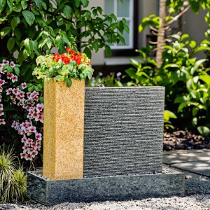 Contemporary Stylish Grey Granite Indoor and Outdoor Home & Garden Water Fountain Modern Design for Park & Exterior Decor