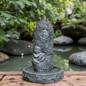 Modern European Style Grey Granite Stone Outdoor Fountain Waterfall Hand Carved Garden Decoration Ornament Marble Product