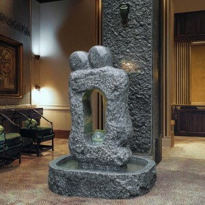 Custom Size Indoor Square Granite Waterfall Fountain Hand Carved Garden Stone Product for Hotels Outdoor