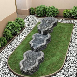 Durable Granite Waterfall Statue for Garden Landscaping