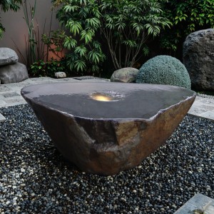 Minimalist Single Nozzle Basalt Rock Water Fountain Decorative Product