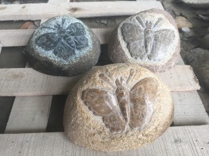 Cobble stone butterfly sculpture for garden decor