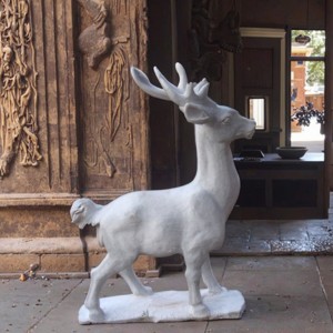 Lifelike Stone Deer Sculpture Yard Art Collection