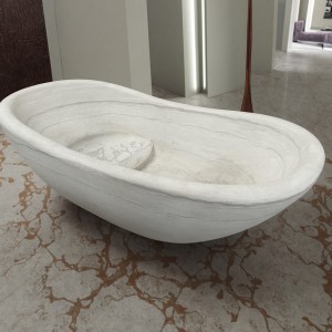 Modern White Stone Oval Bathtub