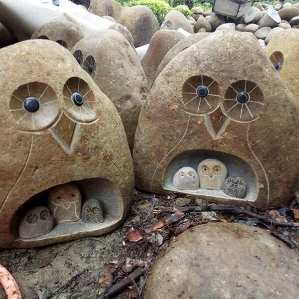 Best quality Stone Monument -
 Wholesale copple Stone craft owl mom with 3 kids – Magic Stone