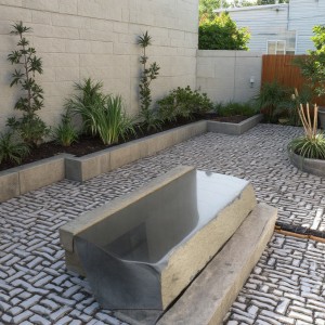 Contemporary Minimalist Basalt Fountain Column for Modern Garden Decor