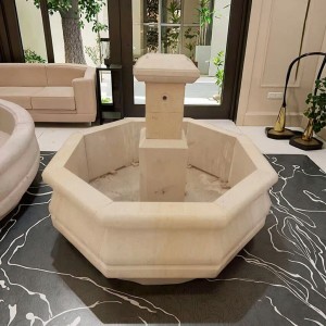 Natural Stone Tiered Marble Fountain Earthy Toned Outdoor Water Decor
