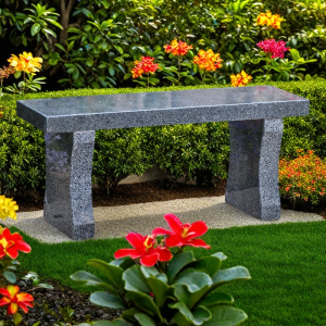 Black Granite Modern Design Polished Natural Stone Bench for Garden Yard Court Decor