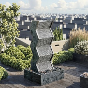 Granite Courtyard Pillar Fountain Elegant Garden Stone Product