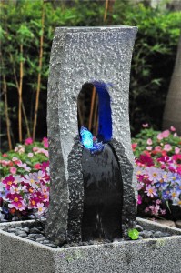 Dark Grey Granite LED Light Garden Fountain for Villas Custom-Size for Courtyard on Sale