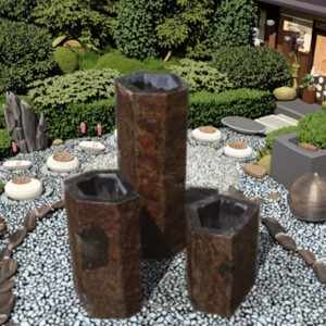 Customized Black Basalt Pillar Column for Outdoor Garden Landscaping Polished Tile Feature for Water Fountains