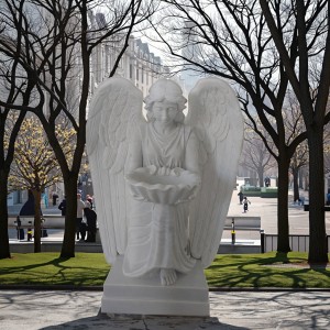 Delicate Marble Angel Figurine: Polished Stone Sculpture for Memorial & Religious Decor on Sale