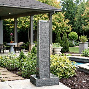 Tall Indoor Grey Granite Water Fountain Elegant Garden Ornament for Home & Hotel Decor for Outdoor & Villa Application