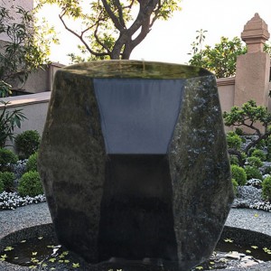 Commercial Grade Outdoor Basalt Water Column Fountain Landscape Decorative Feature