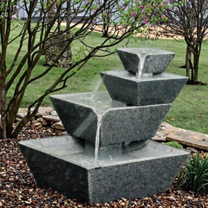 Custom Natural Granite Hollow Fountain European-Modern Style Garden Ornament for Modern Gardens