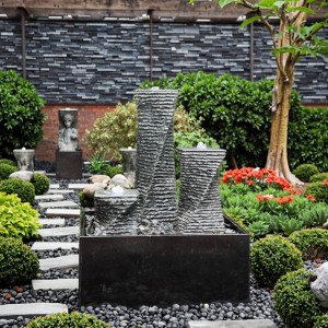 Customizable Sizes Natural Black Granite Trio Pillars Modern Garden Sculpture for Outdoor Landscape Columns Customizable Sizes