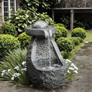 Custom-Size Outdoor Granite Stone Waterfall for Hotel Garden Accent