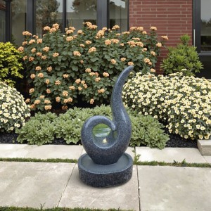 Outdoor Garden Granite Decking Water Fountain Elegant Landscaping Ornament