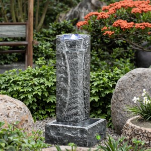 Outdoor Natural Granite Stone Waterfall Fountains Rectangle-Shaped Bali Basin with Flowing Water Feature for Garden Ornaments