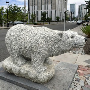Stone Carved Polar Bear Statue – Dynamic Wildlife Garden Decor