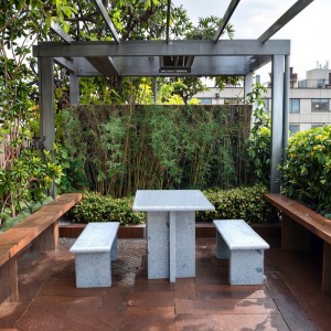 Modern Design Dark Grey Granite Polished Natural Stone Table Bench for Garden Yard Court