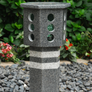 Hand Carved Japanese Stone Lantern Grey for Garden Decor