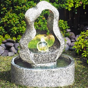 Elegant Granite Carving Water Fountain Rectangle-Shaped Landscape Ornament for Garden Decor