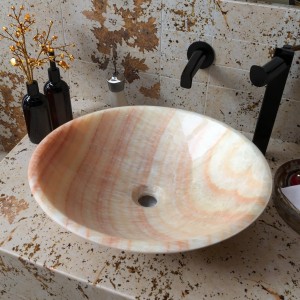 Veined Marble Vessel Sink for Bathroom Decor