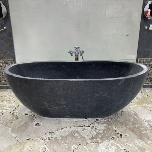 Black Stone Polished Freestanding Bathtub