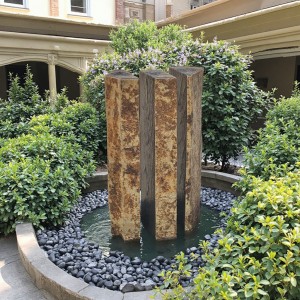 High Quality Basalt Column Stone Sculpture Elegant Fountain Design for Garden Landscaping