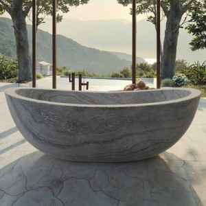 Durable Natural Marble Bathtub Suitable for Both Indoor Luxury Bathrooms and Outdoor Spa Areas