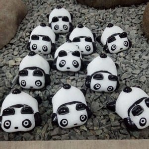 High quality marble stone panda statue