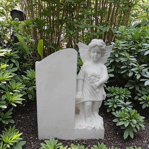 Traditional Style White Marble Tombstone Statue Standing Angel Cemetery Memorial Sculpture