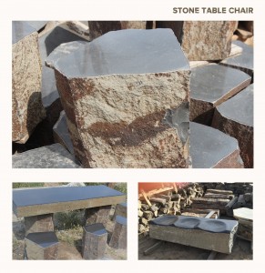 Natural Basalt Garden Bench with Polished Top