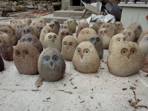 Custom-Size Modern Style Small Owls Flower Pot Natural Stone Decoration for Park Use