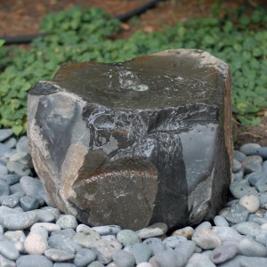 Polished basalt bowl fountain