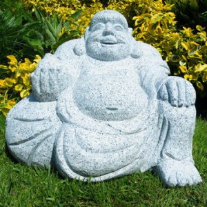 Granite sitting laughing Buddha statue