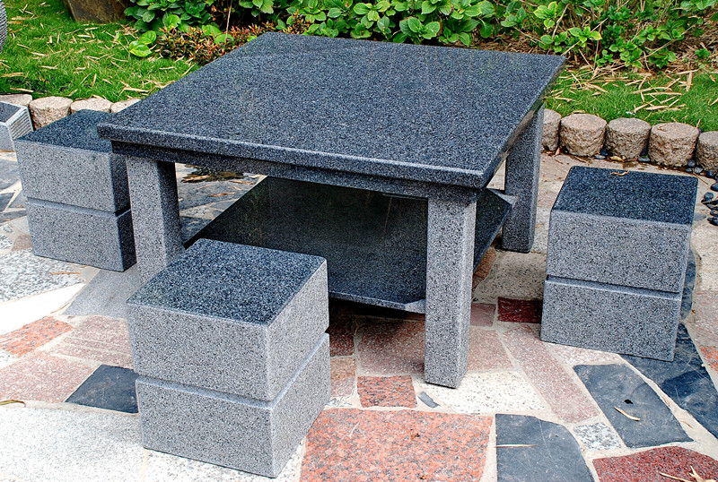 granite square table bench