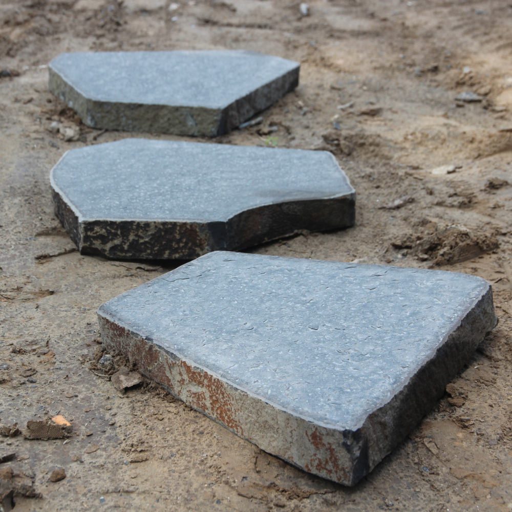 grey flamed basalt step stone