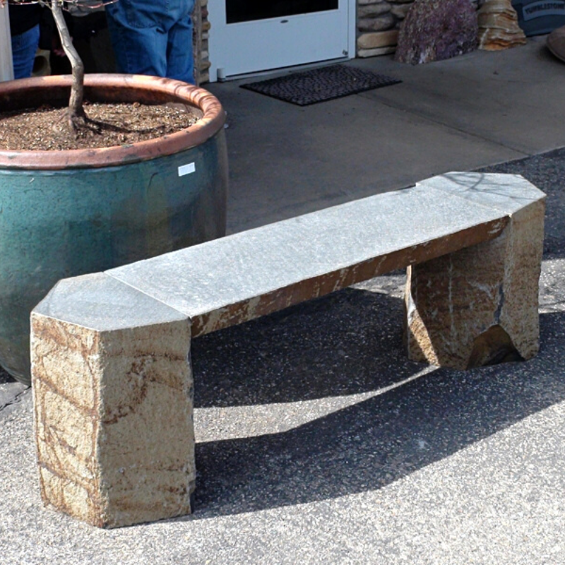 grey rusty basalt bench