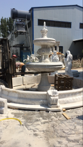 European style outdoor white marble stone water feature