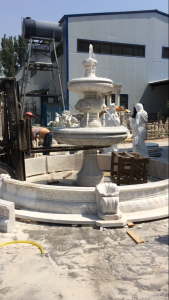 Outdoor large 4 tiers marble stone carving water fountain for sale