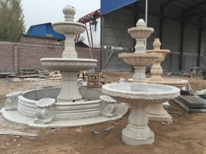 Outdoor large 4 tiers marble stone carving water fountain for sale