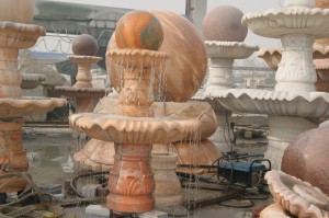 Outdoor marble water fountain with ball