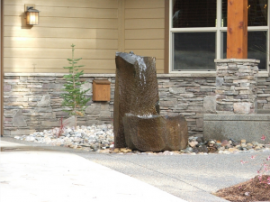 Natural basalt fountain with bowl