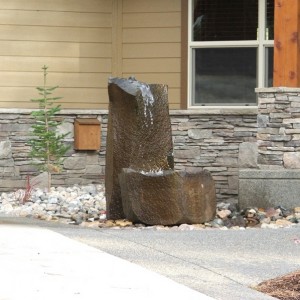 Natural basalt fountain with bowl