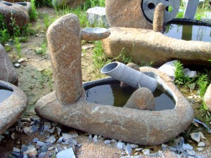 Indoor cobble stone water fountain