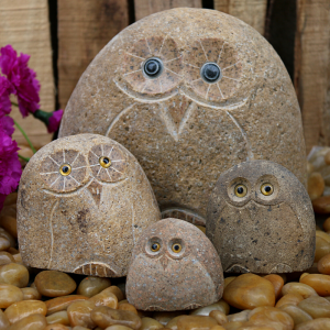 Rock boulder owl family