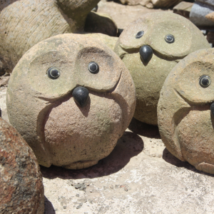 Rock animal owl carving